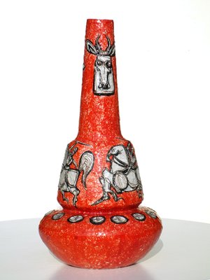 Mid-Century Italian Red Ceramic Vase from Titano San Marino, 1950s-KGD-703618