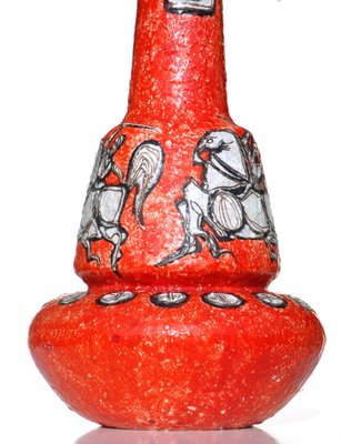 Mid-Century Italian Red Ceramic Vase from Titano San Marino, 1950s-KGD-703618