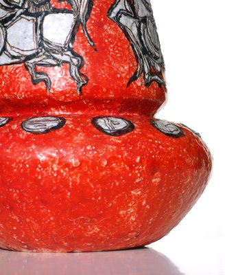 Mid-Century Italian Red Ceramic Vase from Titano San Marino, 1950s-KGD-703618