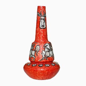 Mid-Century Italian Red Ceramic Vase from Titano San Marino, 1950s-KGD-703618