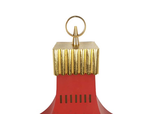 Mid-Century Italian Red Metal and Glass Sconce, 1950s-RD-1823002