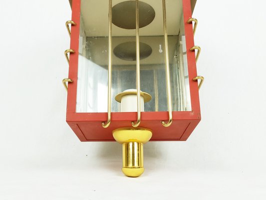 Mid-Century Italian Red Metal and Glass Sconce, 1950s-RD-1823002