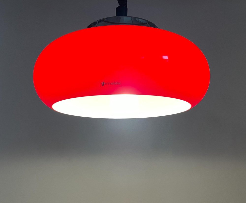 Mid-Century Italian Red Pendant by Harvey Guzzini for Meblo, 1970s