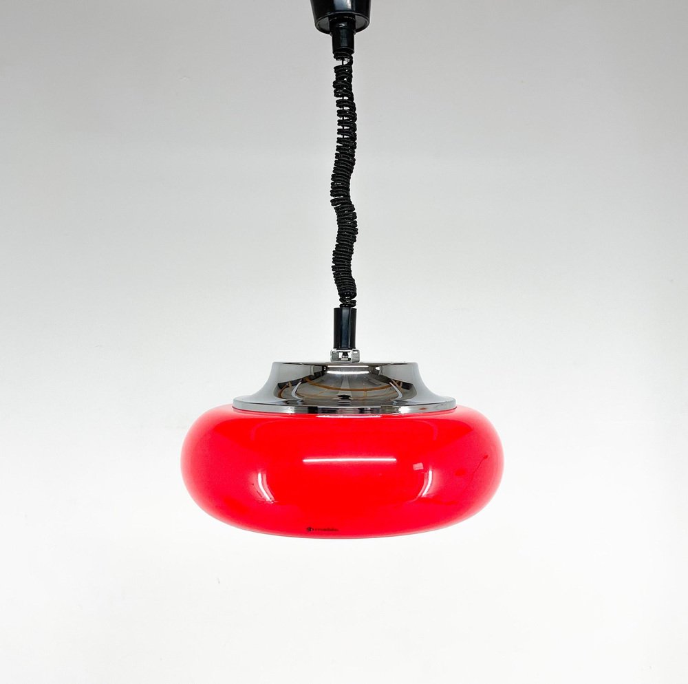 Mid-Century Italian Red Pendant by Harvey Guzzini for Meblo, 1970s