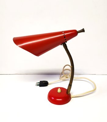 Mid-Century Italian Red Table Lamp, 1950s-EI-595326