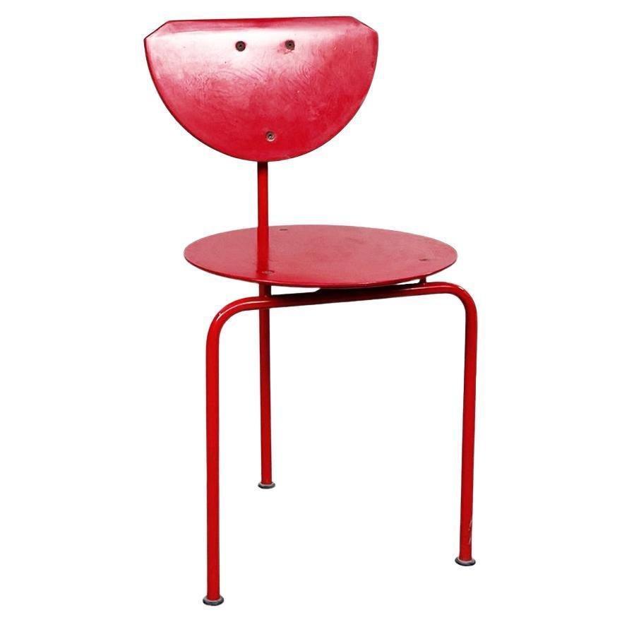 Mid-Century Italian Red Wood and Metal Alien Chair by Forcolini for Alias, 1980s