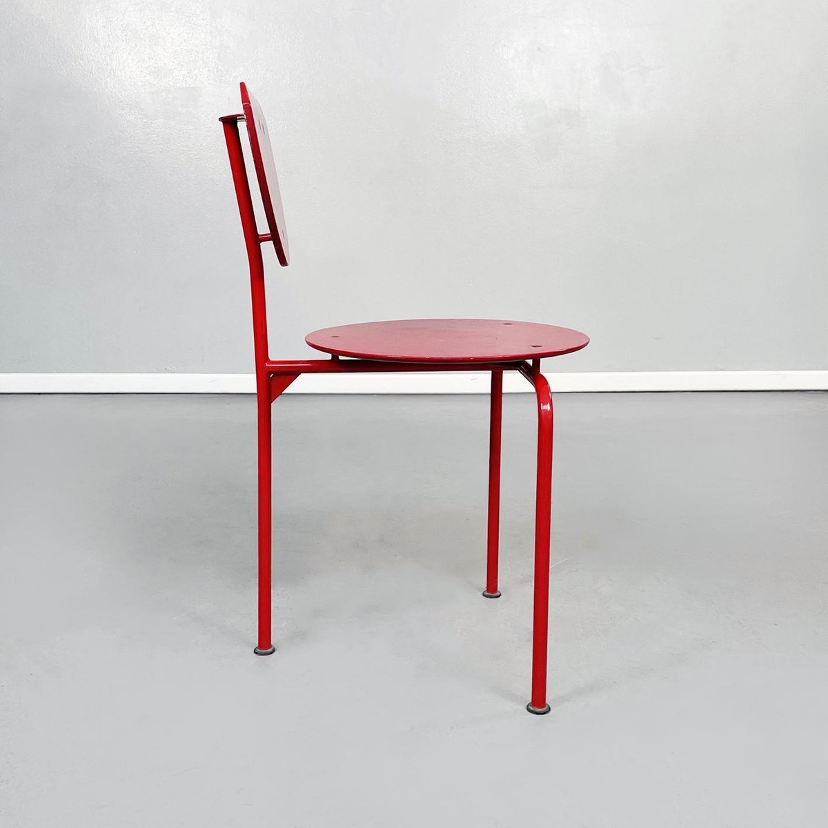 Mid-Century Italian Red Wood and Metal Alien Chair by Forcolini for Alias, 1980s