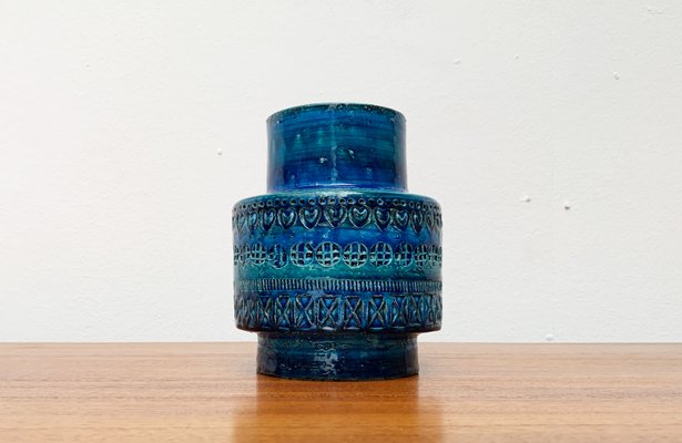 Mid-Century Italian Rimini Blu Pottery Vase by Aldo Londi for Bitossi, 1960s-UAH-1417518