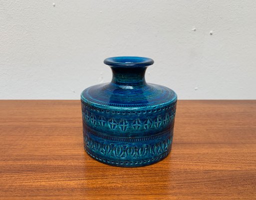 Mid-Century Italian Rimini Blu Pottery Vase by Aldo Londi for Bitossi, 1960s-UAH-1417519