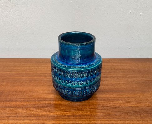 Mid-Century Italian Rimini Blu Pottery Vase by Aldo Londi for Bitossi, 1960s-UAH-1417518