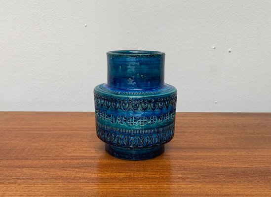 Mid-Century Italian Rimini Blu Pottery Vase by Aldo Londi for Bitossi, 1960s-UAH-1417518