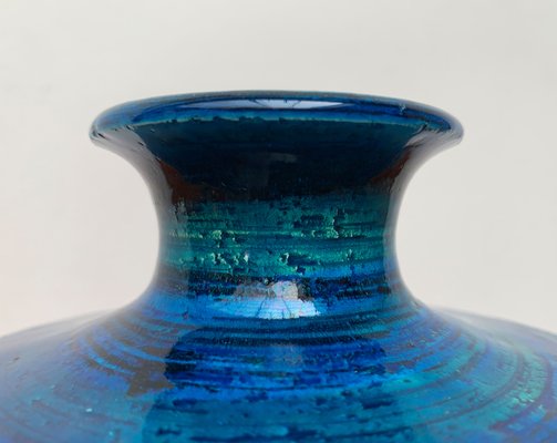 Mid-Century Italian Rimini Blu Pottery Vase by Aldo Londi for Bitossi, 1960s-UAH-1417519