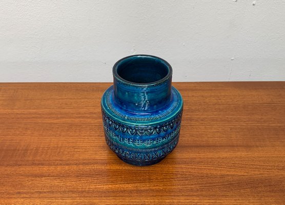 Mid-Century Italian Rimini Blu Pottery Vase by Aldo Londi for Bitossi, 1960s-UAH-1417518