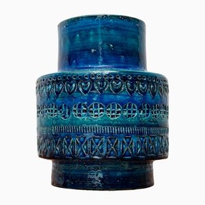 Mid-Century Italian Rimini Blu Pottery Vase by Aldo Londi for Bitossi, 1960s-UAH-1417518