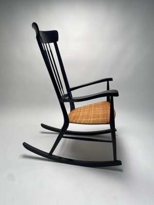 Mid-Century Italian Rocking Chair in Black Lacquered Wood by Paolo Buffa, 1950s-KKZ-1814298