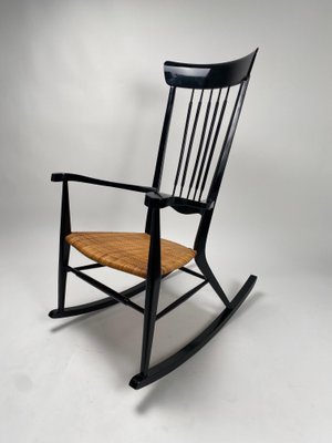 Mid-Century Italian Rocking Chair in Black Lacquered Wood by Paolo Buffa, 1950s-KKZ-1814298