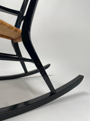 Mid-Century Italian Rocking Chair in Black Lacquered Wood by Paolo Buffa, 1950s-KKZ-1814298