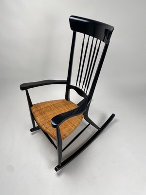 Mid-Century Italian Rocking Chair in Black Lacquered Wood by Paolo Buffa, 1950s-KKZ-1814298