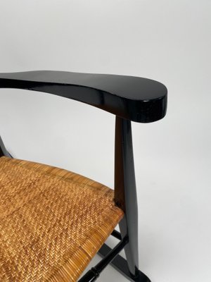 Mid-Century Italian Rocking Chair in Black Lacquered Wood by Paolo Buffa, 1950s-KKZ-1814298