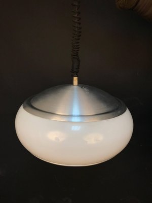 Mid-Century Italian Round Aluminum and Acrylic Glass Ceiling Lamp from Stilux Milano, 1960s-JDR-1125862