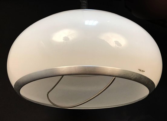 Mid-Century Italian Round Aluminum and Acrylic Glass Ceiling Lamp from Stilux Milano, 1960s-JDR-1125862