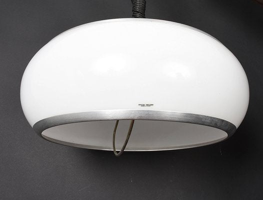 Mid-Century Italian Round Aluminum and Acrylic Glass Ceiling Lamp from Stilux Milano, 1960s-JDR-1125862