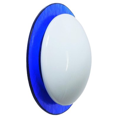 Mid-Century Italian Round Blue and White Murano Glass Sconce, 1970s-JDR-1210073