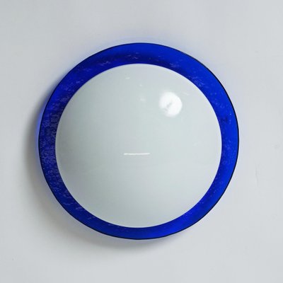 Mid-Century Italian Round Blue and White Murano Glass Sconce, 1970s-JDR-1210073