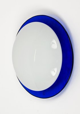 Mid-Century Italian Round Blue and White Murano Glass Sconce, 1970s-JDR-1210073