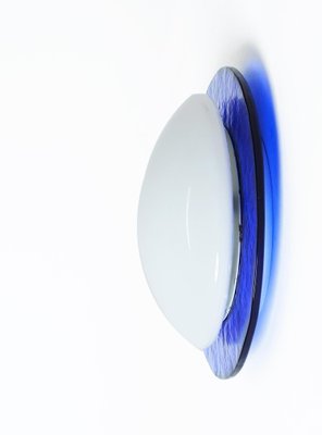 Mid-Century Italian Round Blue and White Murano Glass Sconce, 1970s-JDR-1210073