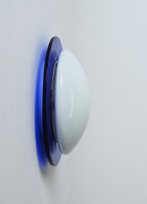 Mid-Century Italian Round Blue and White Murano Glass Sconce, 1970s-JDR-1210073