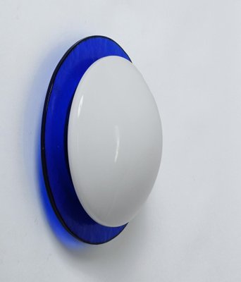 Mid-Century Italian Round Blue and White Murano Glass Sconce, 1970s-JDR-1210073