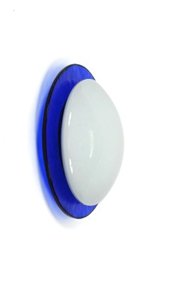 Mid-Century Italian Round Blue and White Murano Glass Sconce, 1970s-JDR-1210073