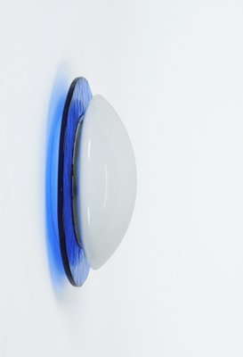 Mid-Century Italian Round Blue and White Murano Glass Sconce, 1970s-JDR-1210073