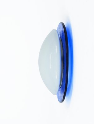 Mid-Century Italian Round Blue and White Murano Glass Sconce, 1970s-JDR-1210073