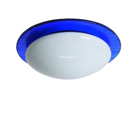 Mid-Century Italian Round Blue and White Murano Glass Sconce, 1970s-JDR-1210073