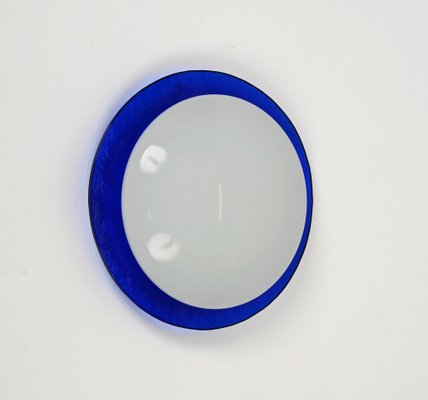 Mid-Century Italian Round Blue and White Murano Glass Sconce, 1970s-JDR-1210073