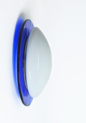 Mid-Century Italian Round Blue and White Murano Glass Sconce, 1970s-JDR-1210073