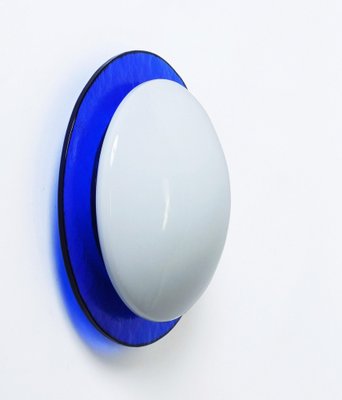 Mid-Century Italian Round Blue and White Murano Glass Sconce, 1970s-JDR-1210073