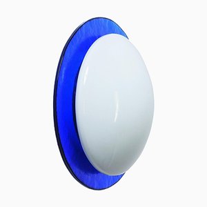 Mid-Century Italian Round Blue and White Murano Glass Sconce, 1970s-JDR-1210073