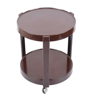 Mid-Century Italian Round Brown Plastic Bar Cart with Two Shelves, 1970s-JDR-1166915