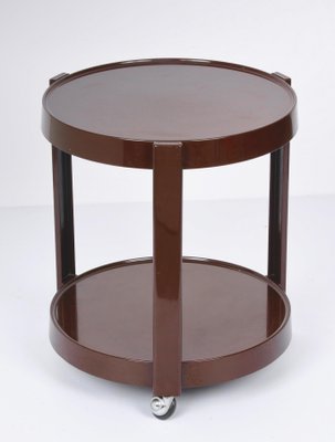 Mid-Century Italian Round Brown Plastic Bar Cart with Two Shelves, 1970s-JDR-1166915