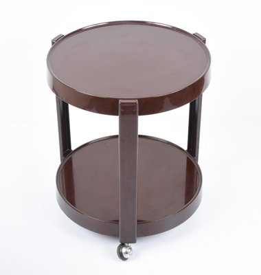 Mid-Century Italian Round Brown Plastic Bar Cart with Two Shelves, 1970s-JDR-1166915