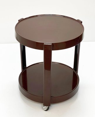 Mid-Century Italian Round Brown Plastic Bar Cart with Two Shelves, 1970s-JDR-1166915