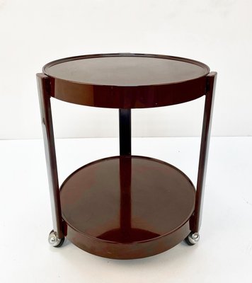 Mid-Century Italian Round Brown Plastic Bar Cart with Two Shelves, 1970s-JDR-1166915