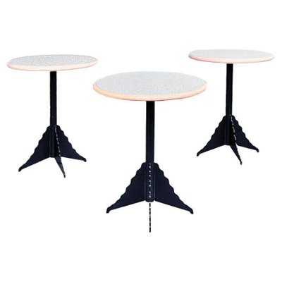 Mid-Century Italian Round Coffee Tables in Laminate Metal, 1980, Set of 3-GDD-1274850