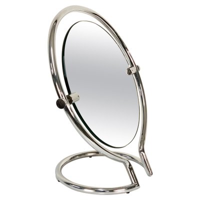 Mid-Century Italian Round Double Sided Chromed Steel Dressing Mirror, 1970s-JDR-1126152