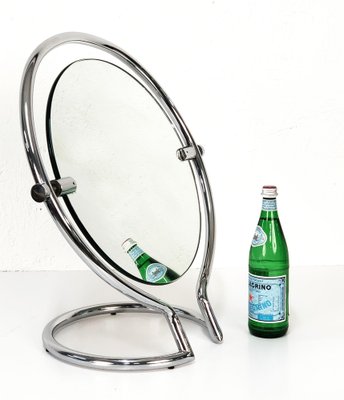 Mid-Century Italian Round Double Sided Chromed Steel Dressing Mirror, 1970s-JDR-1126152