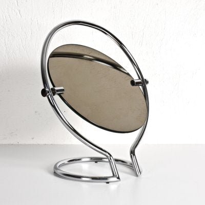 Mid-Century Italian Round Double Sided Chromed Steel Dressing Mirror, 1970s-JDR-1126152