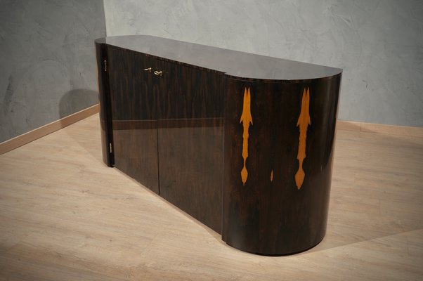 Mid-Century Italian Round Ebony Wood School Sideboard, 1980s-UH-1143966